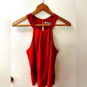 Women's Red Naked Zebra,  Sleeveless Flare Top Sheer Neckline Size S